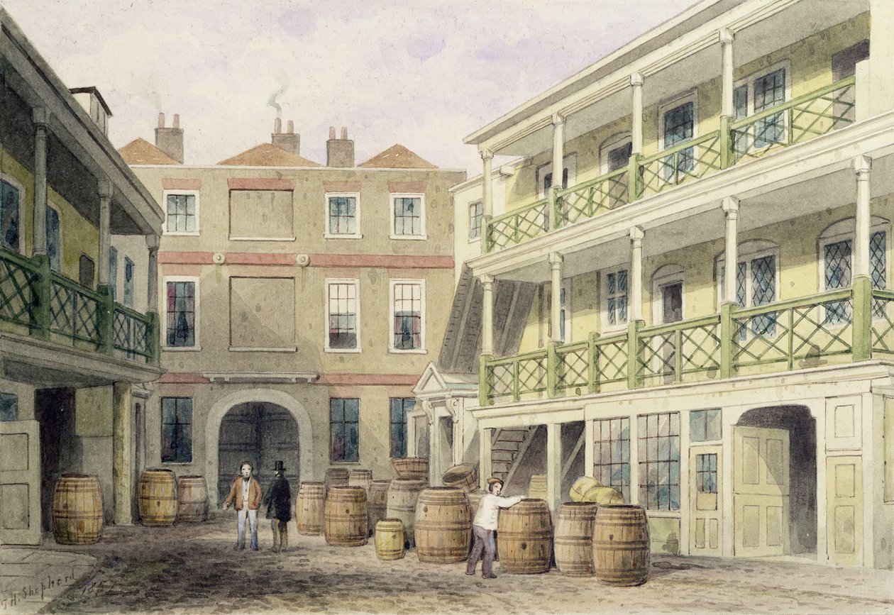 The Bell Inn, Aldersgate Street, 1851 tekijältä Thomas Hosmer Shepherd