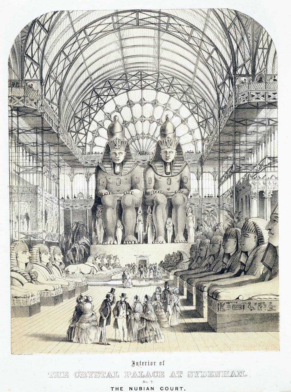 Nubian tuomioistuin Crystal Palacessa Sydenhamissa, n. 1851-1855 (akvatinta) tekijältä Thomas Hosmer Shepherd