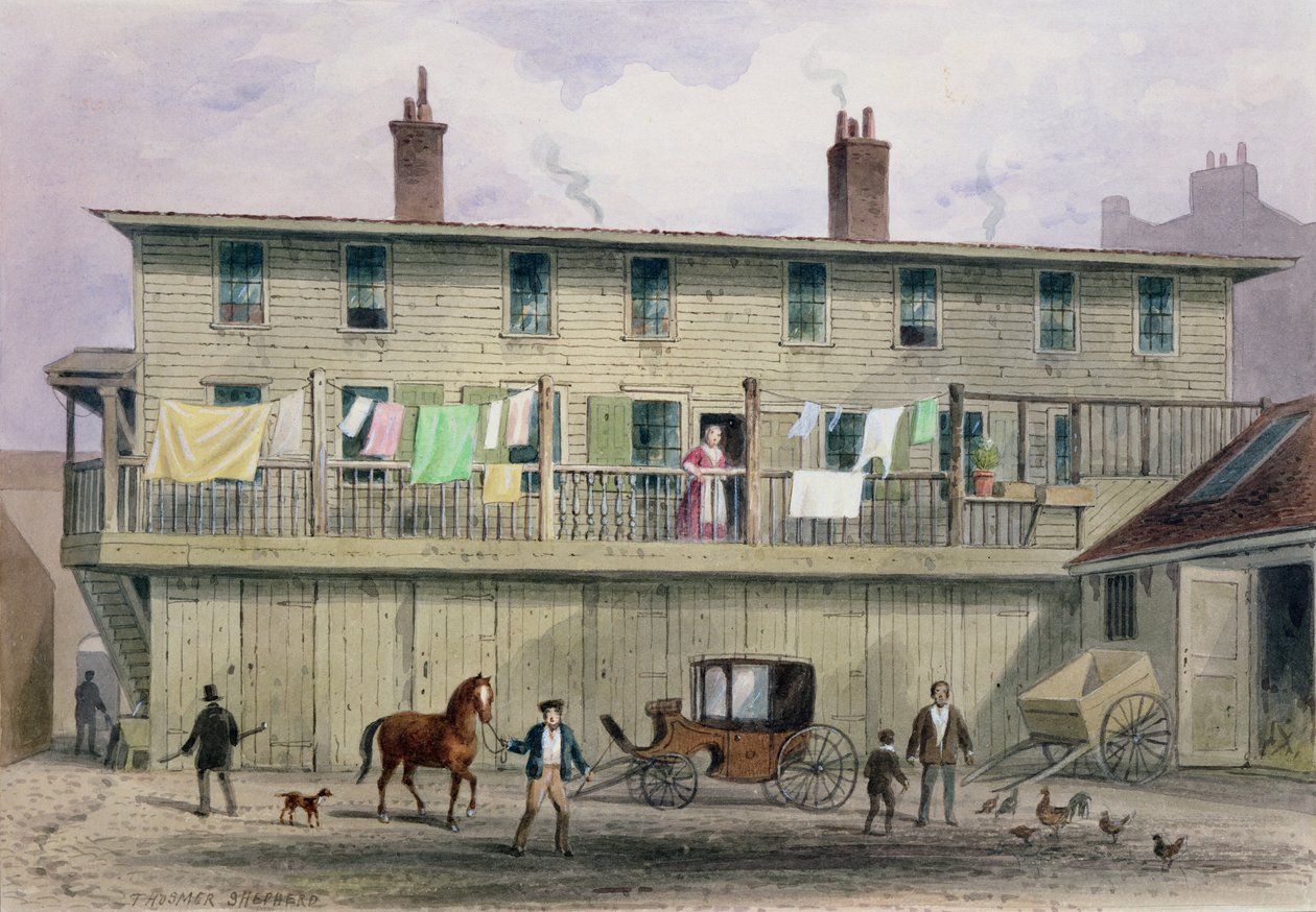 Old Vine Inn, Aldersgate Street, 1855 tekijältä Thomas Hosmer Shepherd