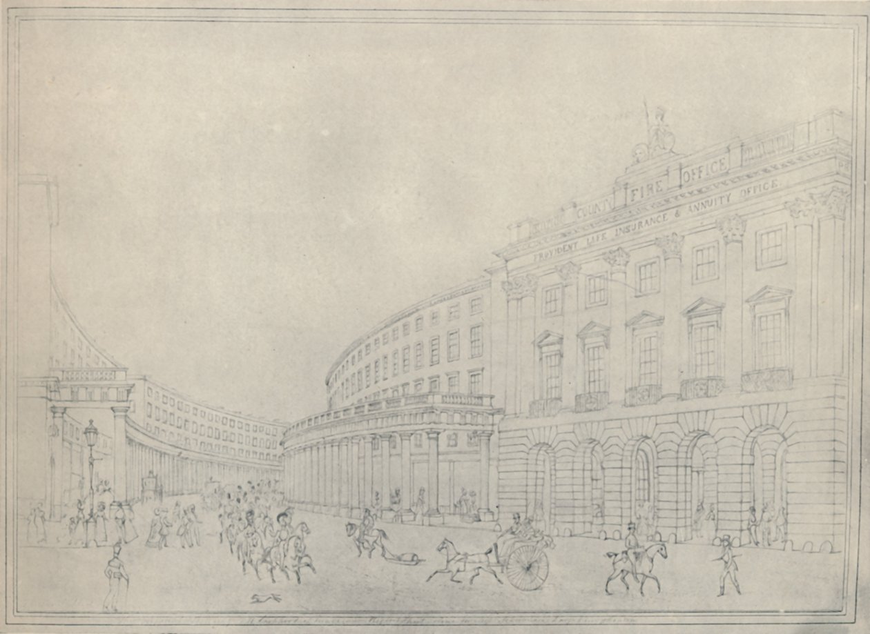 The Quadrant, Regent Street, 1822, 1920 tekijältä Thomas Hosmer Shepherd