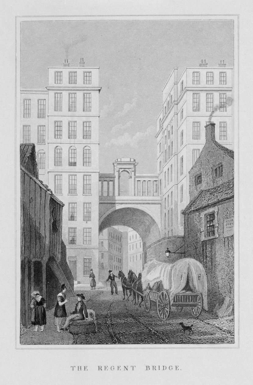 Regent Bridge, Edinburgh, kaiverrus Thomas Barber, 1829 tekijältä Thomas Hosmer Shepherd