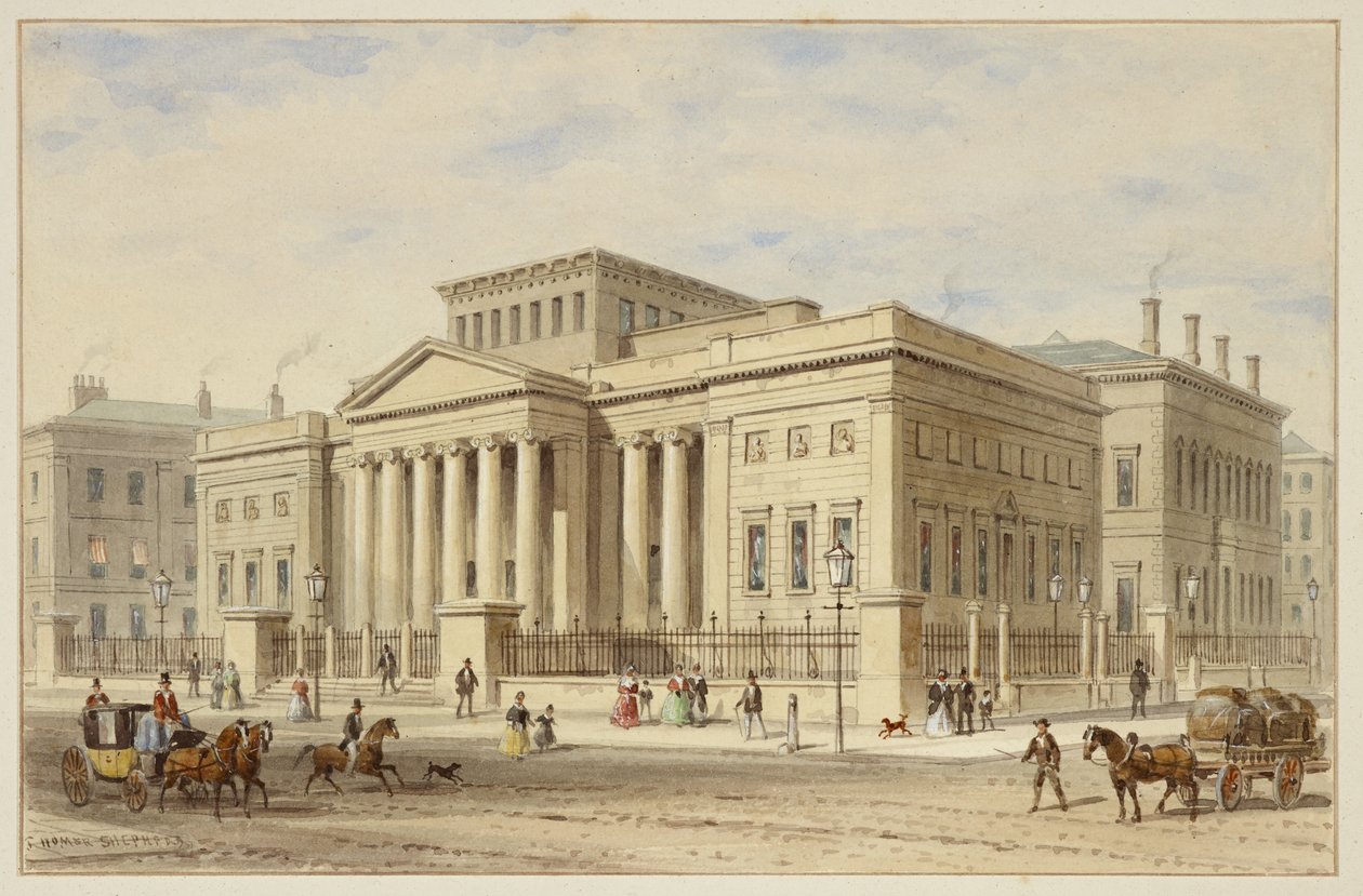 The Royal Manchester Institution, n. 1836 (akvarelli paperille) tekijältä Thomas Hosmer Shepherd