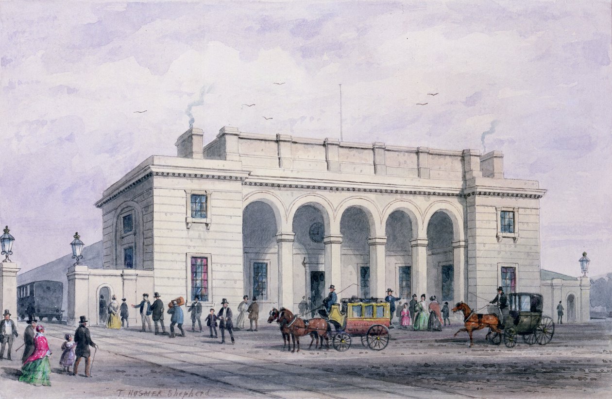 Lounaisrautatieasema Nine Elms Vauxhallissa, 1856 tekijältä Thomas Hosmer Shepherd
