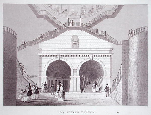 Thames-tunneli, n. 1851-55 (litho) tekijältä Thomas Hosmer Shepherd