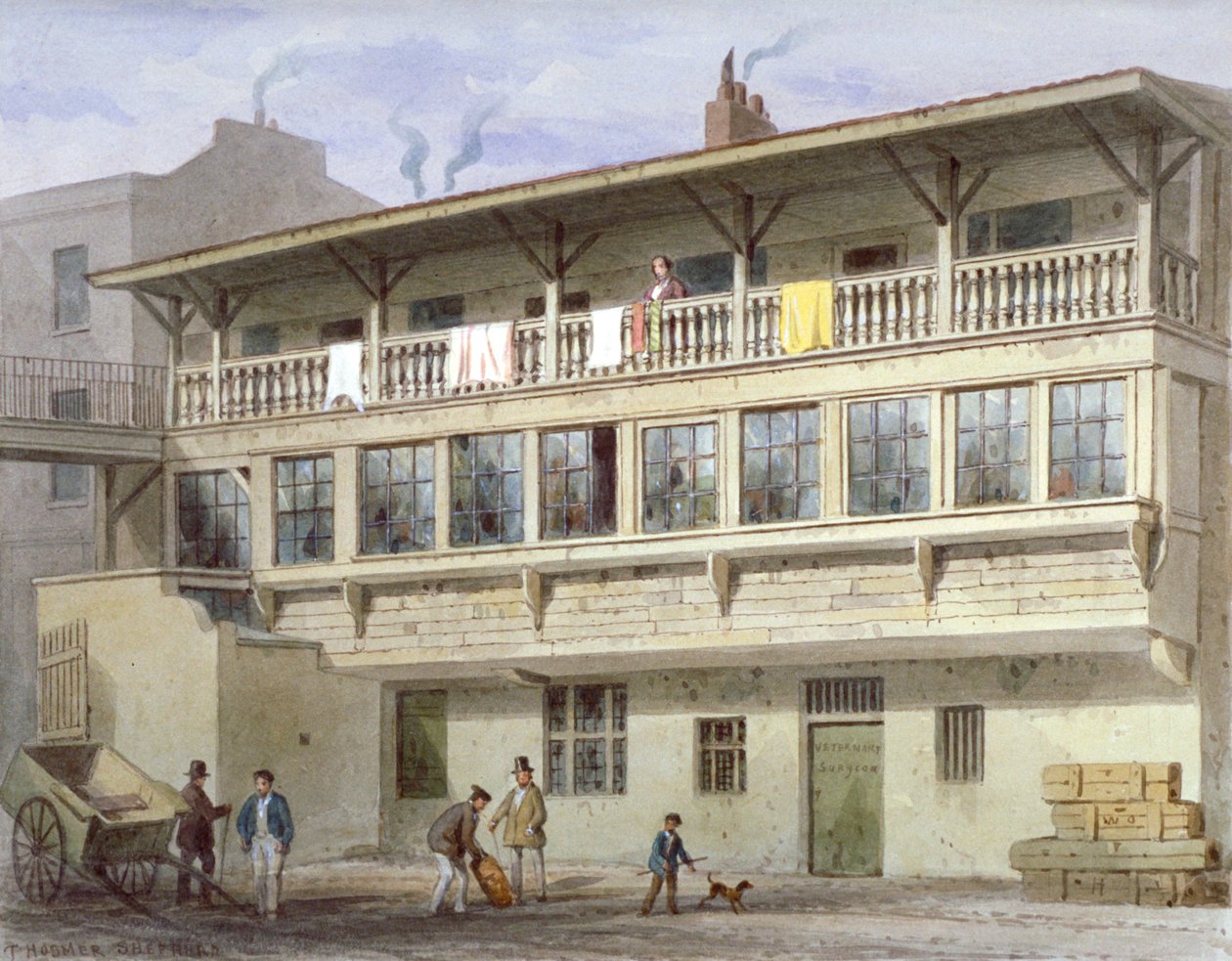 The White Bear Inn Piccadillylla, Westminster, Lontoo, 1856 tekijältä Thomas Hosmer Shepherd