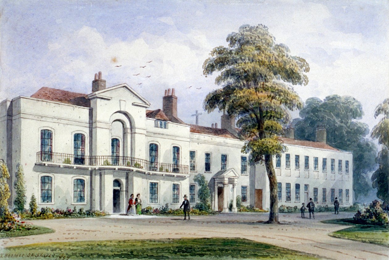 Näkymä Brompton Lodgesta, Kensington, Lontoo, 1857 tekijältä Thomas Hosmer Shepherd