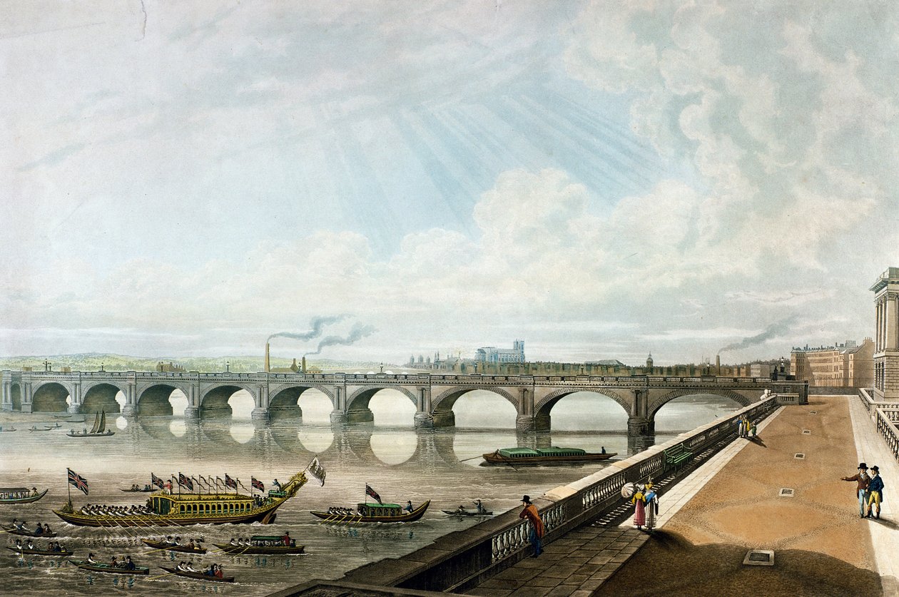 Näkymä Waterloon sillalle Somerset House Terracen East Endistä tekijältä Thomas Hosmer Shepherd