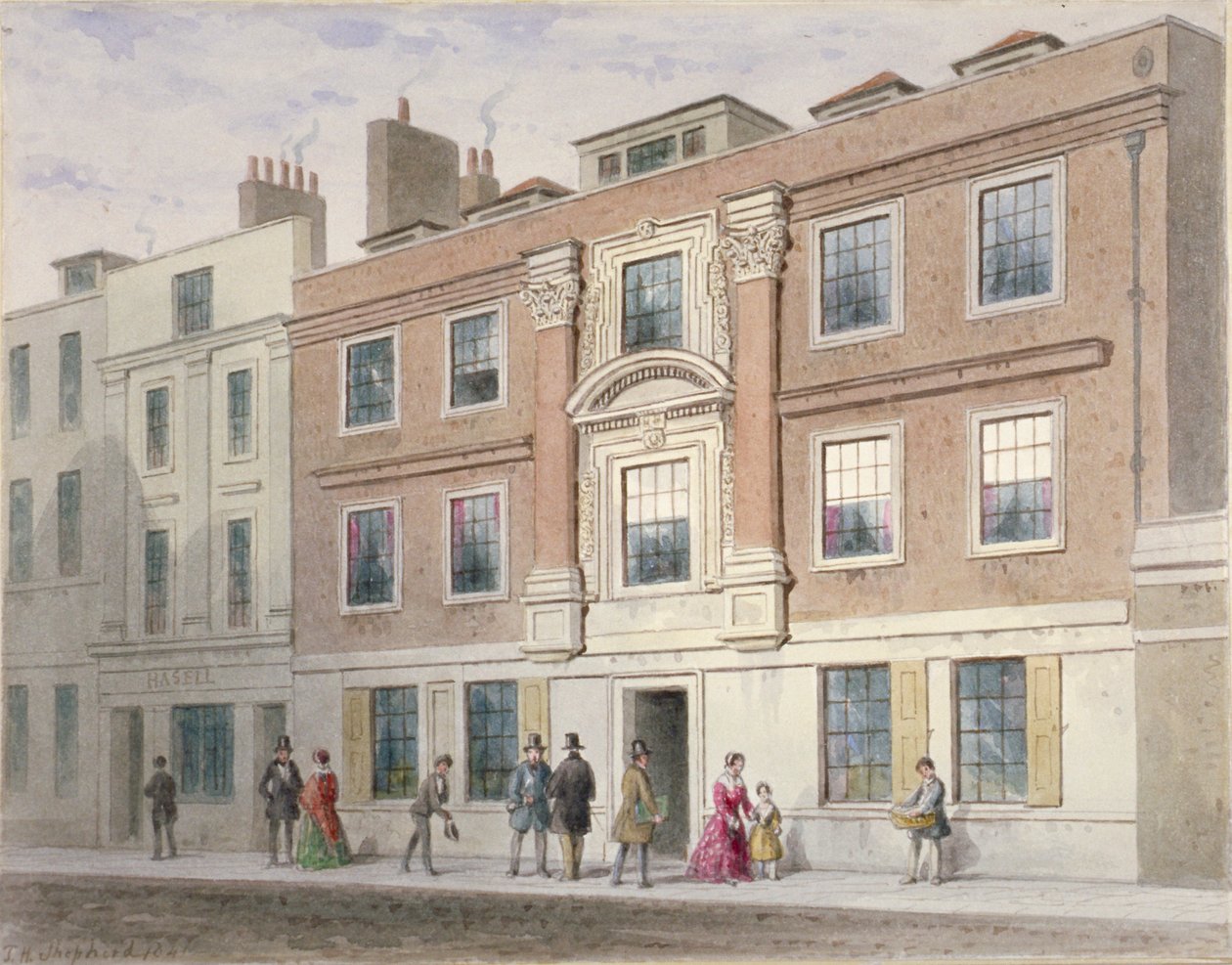 Näkymä kartanosta Great Winchester Streetillä Lontoon Cityssä, 1841 tekijältä Thomas Hosmer Shepherd