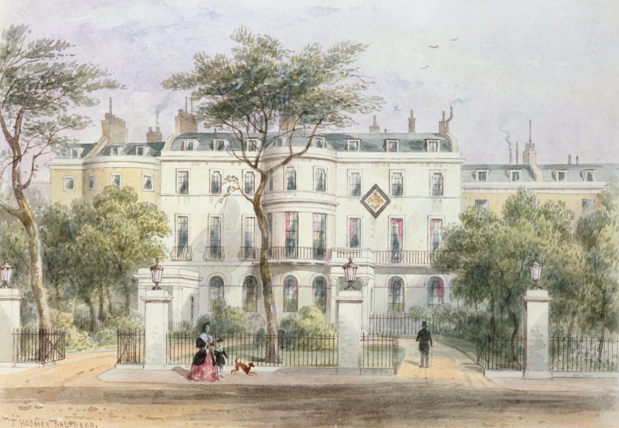 Sir Robert Peelin talon länsirintama Privy Gardenissa (1788-1850) 1851 tekijältä Thomas Hosmer Shepherd