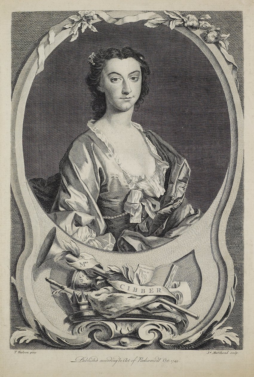 Rouva Cibber, kaiverrus J. Marchand (fl.1749), 1749 tekijältä Thomas Hudson