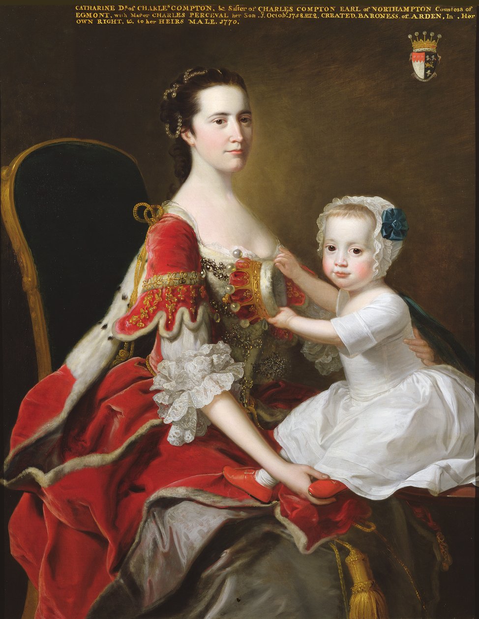 Muotokuva Catherine Comptonista (k.1784) Egmontin kreivitär ja hänen vanhin poikansa Charles Perceval (s.1756) 1758 tekijältä Thomas Hudson