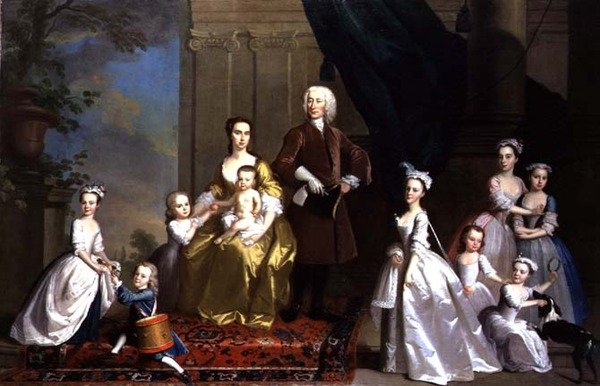 Radcliffen perhe, n. 1738-42 (öljy kankaalle) tekijältä Thomas Hudson