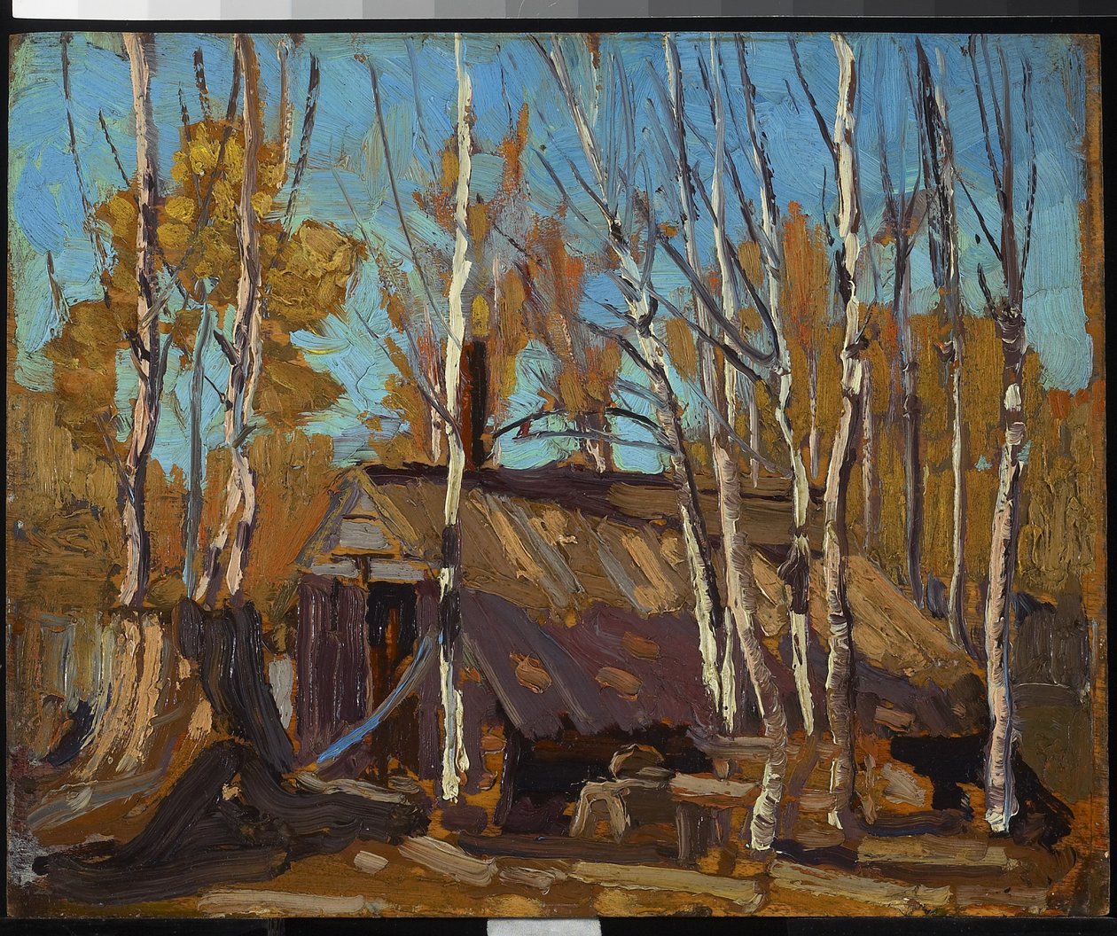 Shack in the North Country, 1914 (öljy puulevylle) tekijältä Tom Thomson