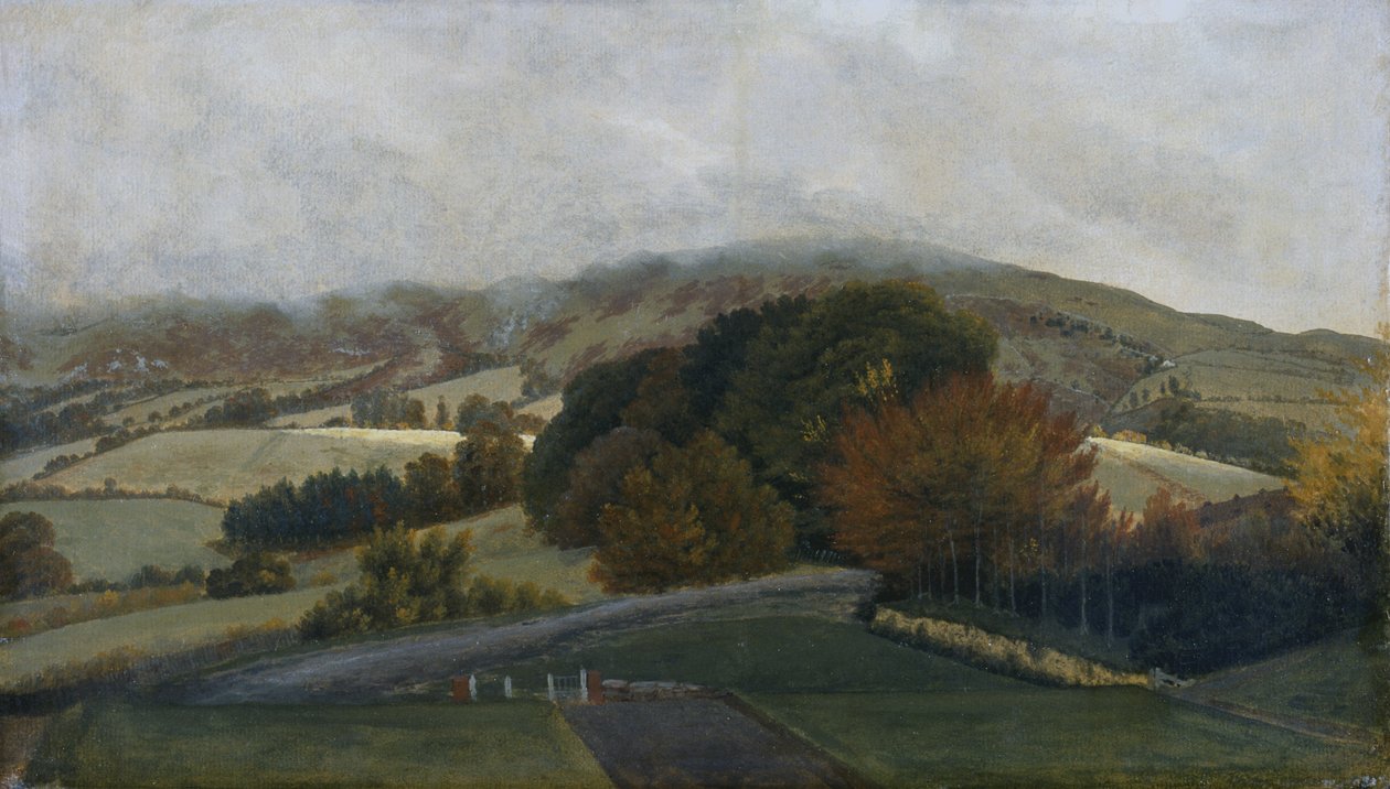 Carneddau-vuoret Pencerrigistä, noin 1776 (öljy paperille kankaalle). tekijältä Thomas Jones