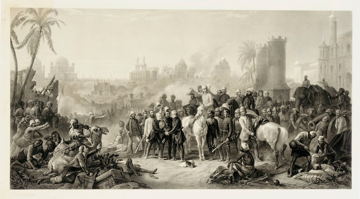 The Relief of Lucknow ja The Triumphant Meeting of Havelock, Outram ja Sir Colin Campbell, 1862 tekijältä Thomas Jones Barker