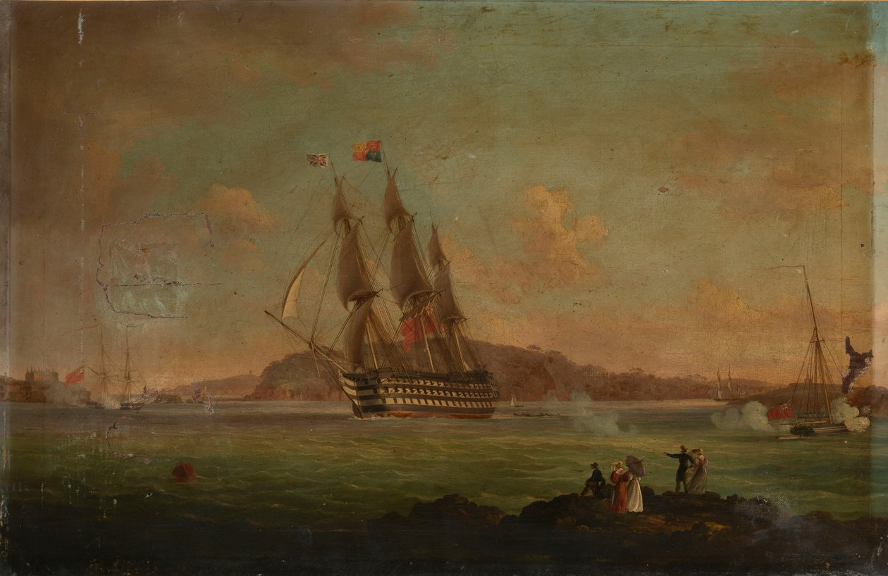 HMS "Britannia" purjehtii Hamoazeista Plymouth Soundiin, aluksella Clarence