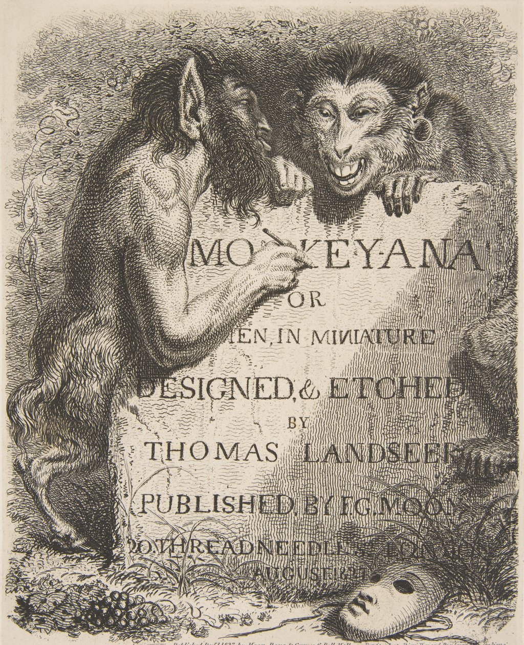 Nimisivu, Monkey-ana, eli Men in Miniature, 1827, 1827. tekijältä Thomas Landseer