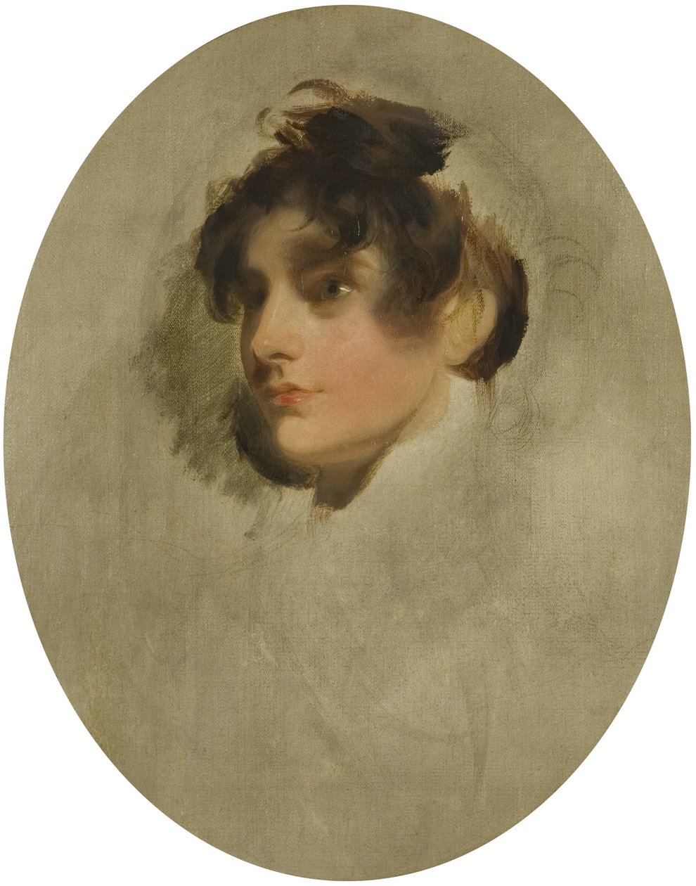 Nuoren naisen pää, n. 1800-05 (öljy kankaalle) tekijältä Thomas Lawrence
