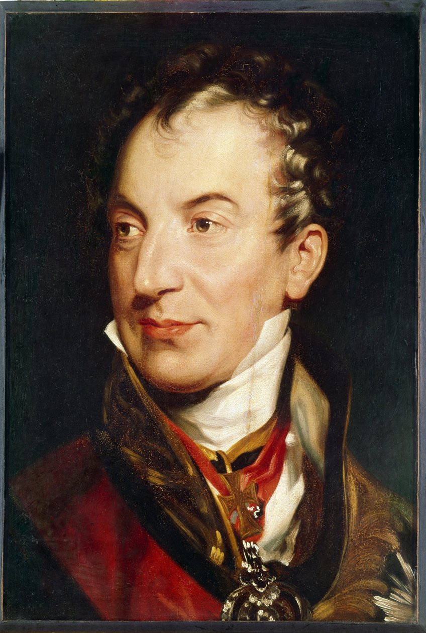 Clement (Klemens) Wenzelin muotokuva, Metternichin prinssi (1773-1859). Itävaltalainen poliitikko. Sir Thomas Lawrencen (1769-1830) maalaus, öljy kankaalle, vuosina 1814-1819. Englantilaista taidetta tekijältä Thomas Lawrence