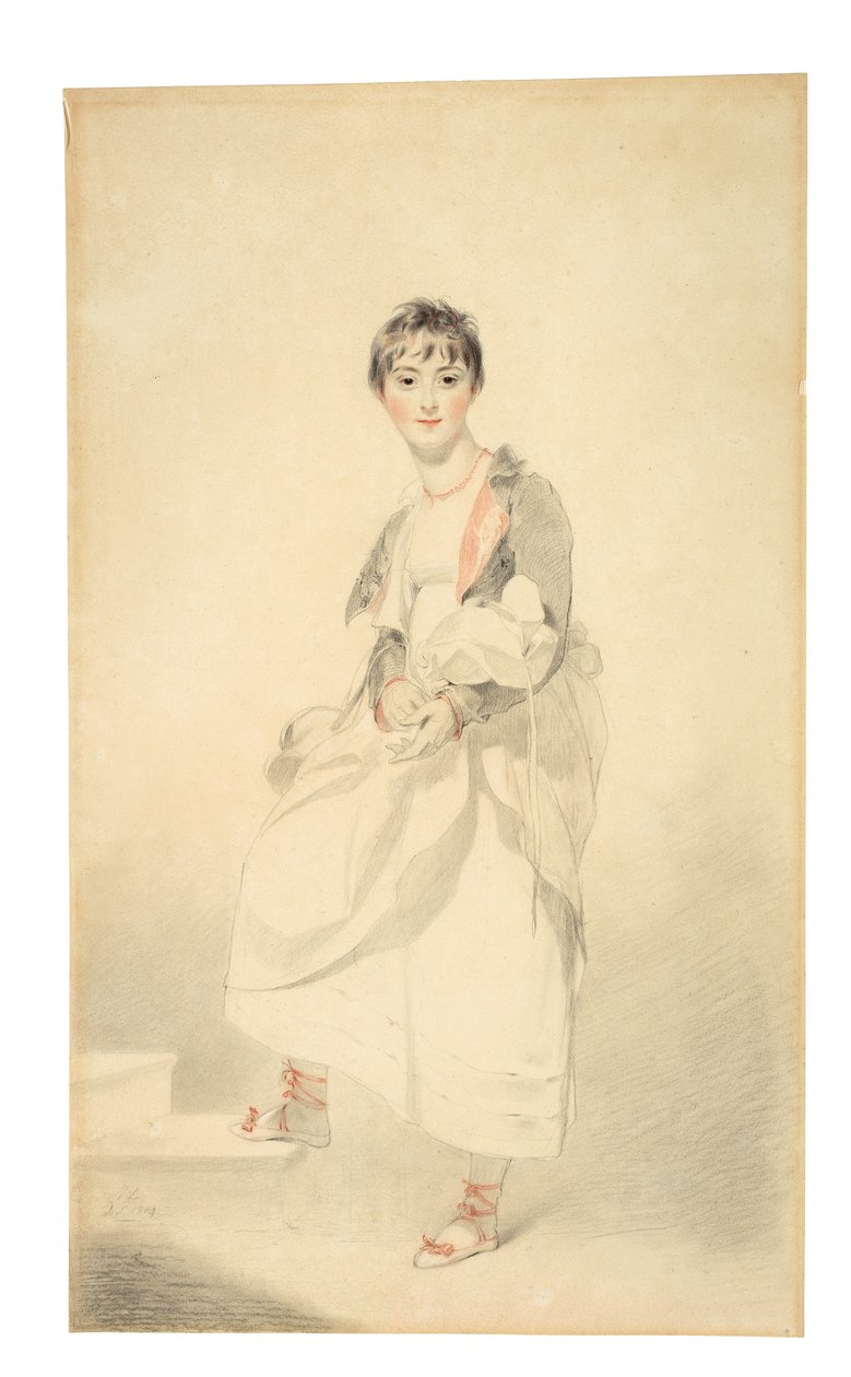 Lady Frances Hamiltonin (1795-1860) muotokuva (musta ja punainen liitu) tekijältä Thomas Lawrence