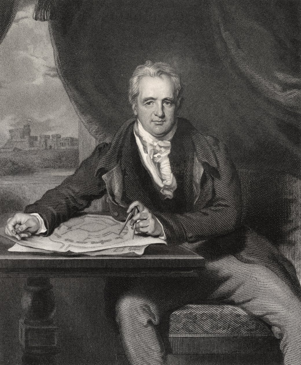 Sir Jeffry Wyatville, kaiverrettu H. Robinson, National Portrait Gallerysta, osa V, julkaistu noin 1835 tekijältä Thomas Lawrence