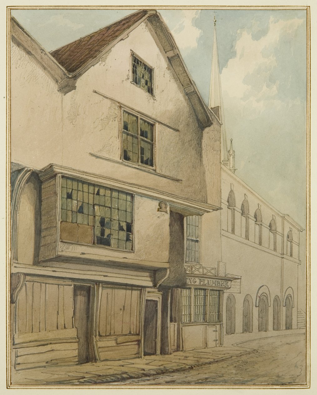 46 Baldwin Street (akvarelli paperille) tekijältä Thomas Leeson the Elder Rowbotham