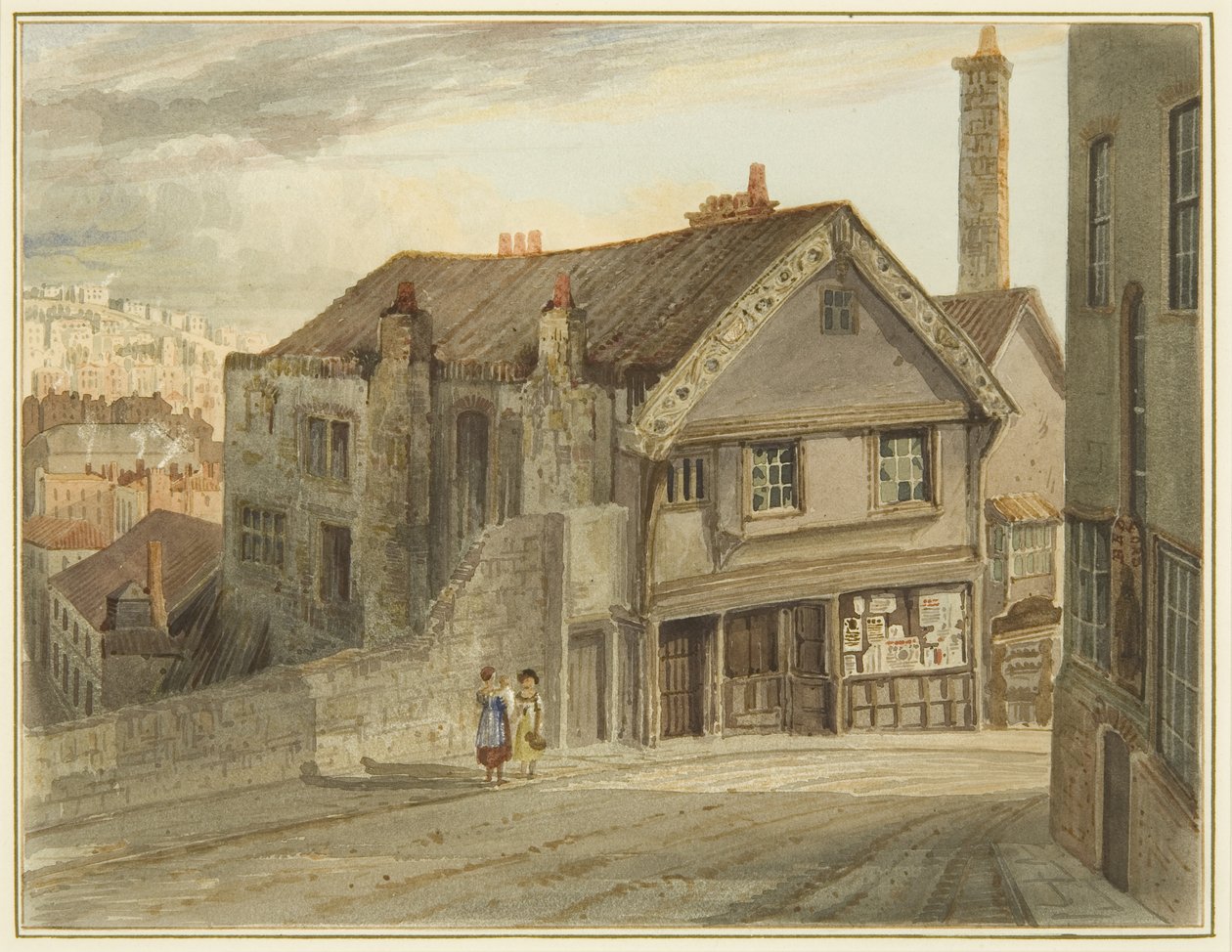 Castle Mill Street, Newgaten alapuolella, jossa näkyy Robert Adamsin talo (akvarelli paperille) tekijältä Thomas Leeson the Elder Rowbotham