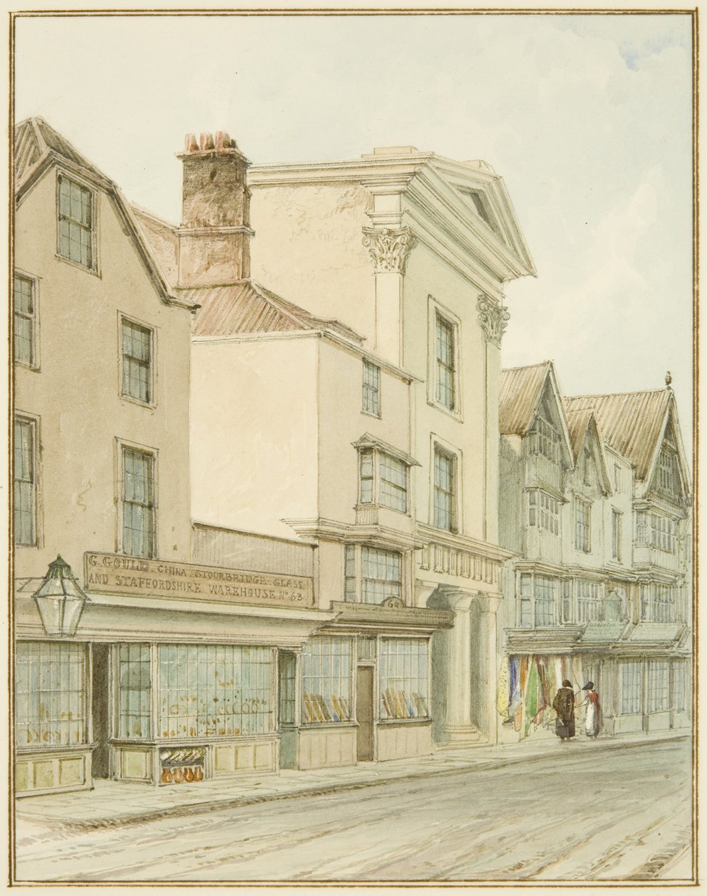 Castle Street (akvarelli paperille) tekijältä Thomas Leeson the Elder Rowbotham