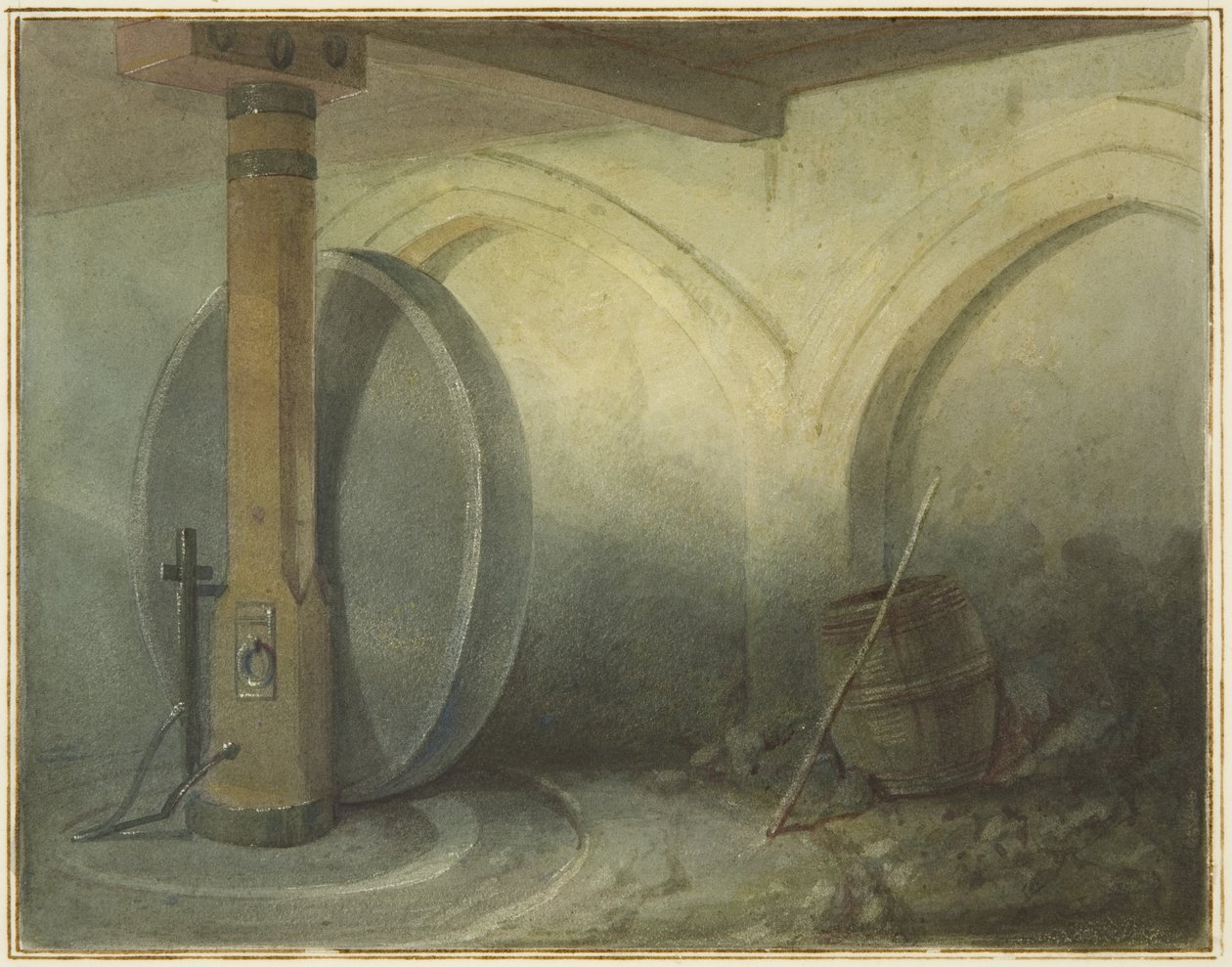 Pyhän Laurentiuksen kirkon krypta (akvarelli paperille) tekijältä Thomas Leeson the Elder Rowbotham