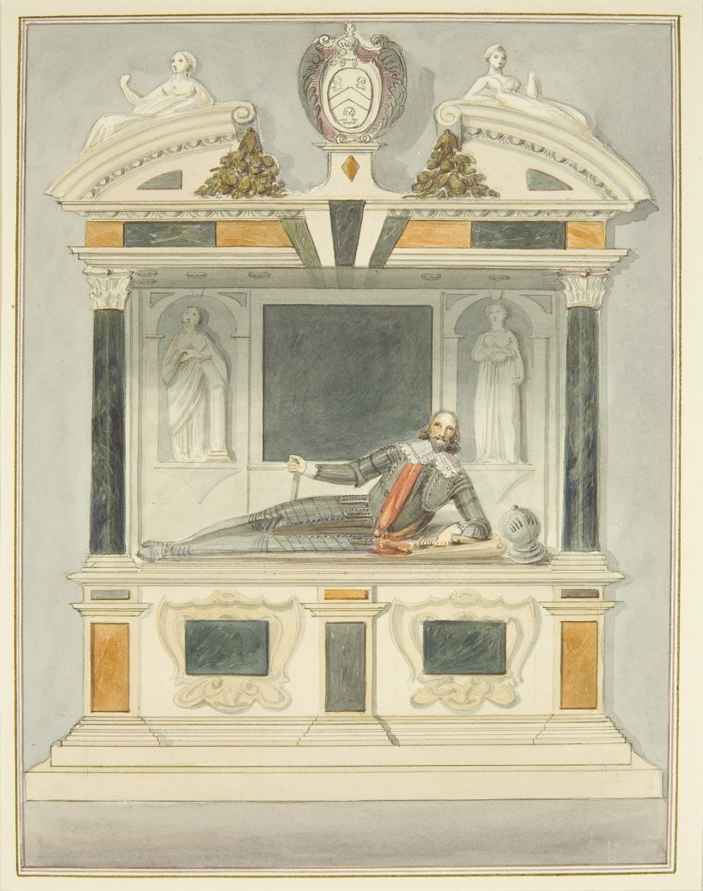 Sir Charles Vaughanin kuva Bristolin katedraalissa (akvarelli paperille) tekijältä Thomas Leeson the Elder Rowbotham