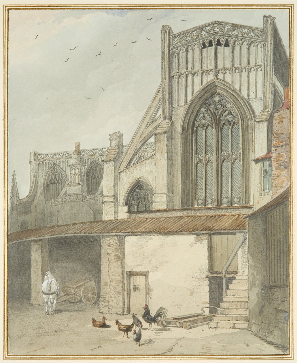 St Mary Redcliffe North Transeptin loppu (akvarelli paperille) tekijältä Thomas Leeson the Elder Rowbotham