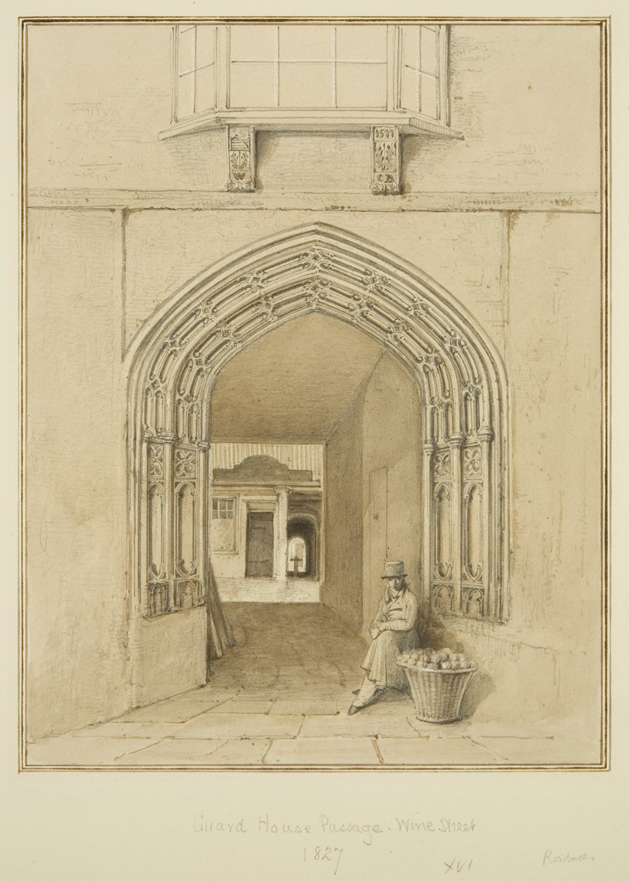 Guard House Passage, Wine Street (akvarelli ja kynä paperille) tekijältä Thomas Leeson the Elder Rowbotham