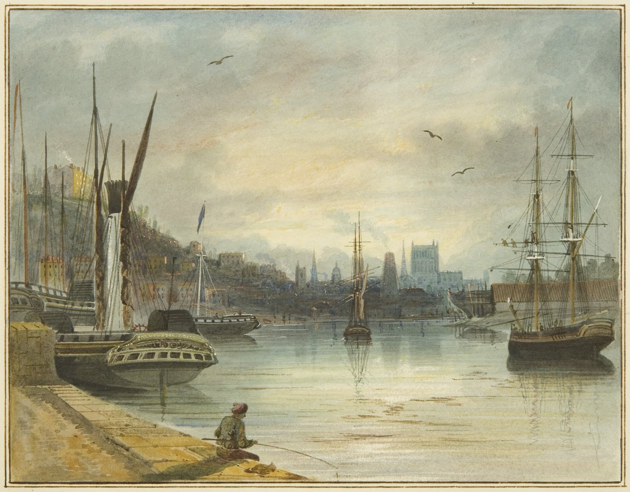 Katse ylös kelluvasta satamasta kohti katedraalia, Old Floating Dockin sisäänkäynniltä tekijältä Thomas Leeson the Elder Rowbotham