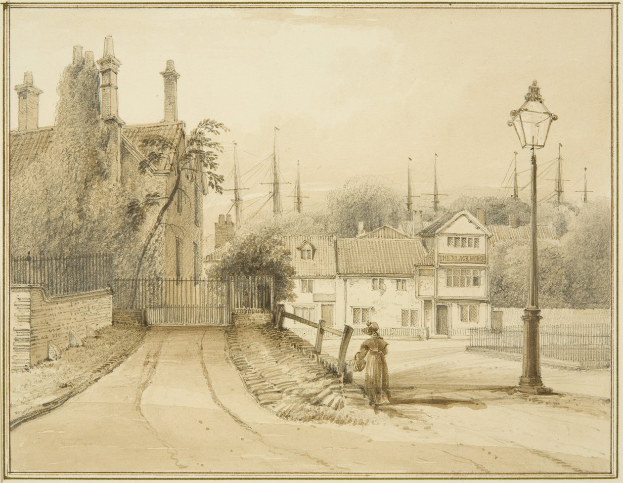 Lower College Green tai College Square (akvarelli paperille) tekijältä Thomas Leeson the Elder Rowbotham
