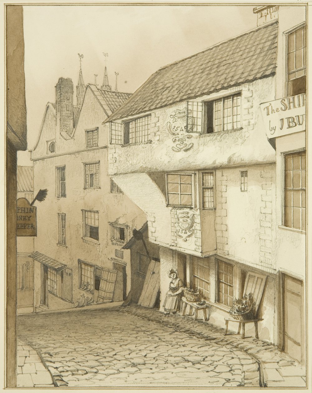 Steep Streetin alapää, talon kanssa tekijältä Thomas Leeson the Elder Rowbotham