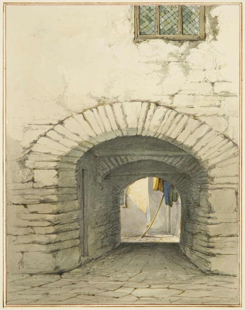 Passage Archway pois Marsh Streetistä (akvarelli paperille) tekijältä Thomas Leeson the Elder Rowbotham
