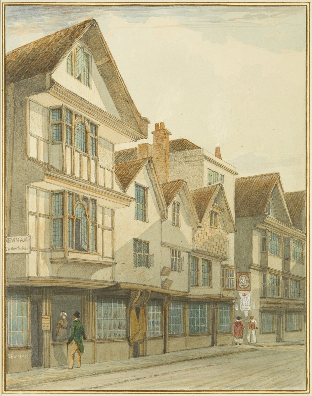 Redcliffe Street, jossa näkyy "Plume of Feathers" (akvarelli paperille) tekijältä Thomas Leeson the Elder Rowbotham