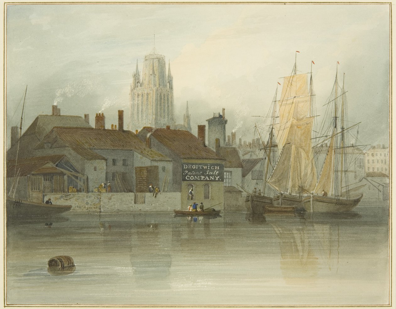 Redcliffe Tower ja takaisin Ferry Slipistä, Queen Square, 1826 tekijältä Thomas Leeson the Elder Rowbotham