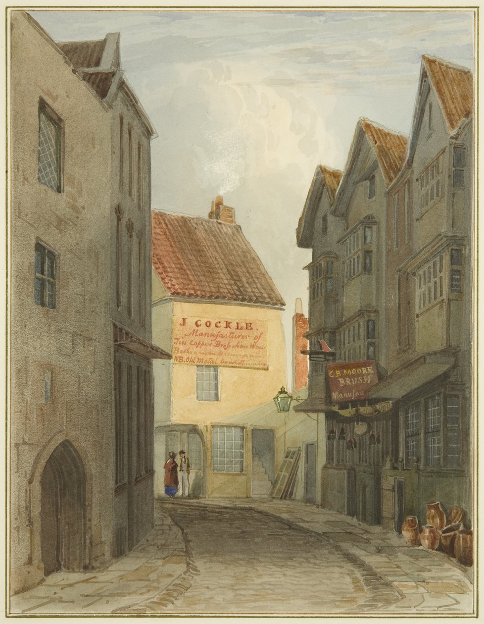 St Nicholas Street risteyksestä Corn Streetin kanssa (akvarelli paperille) tekijältä Thomas Leeson the Elder Rowbotham
