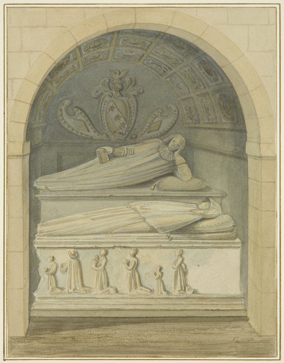 Hugh Brownin hauta Pyhän Johanneksen kirkon kirkkopihalla (akvarelli paperille) tekijältä Thomas Leeson the Elder Rowbotham