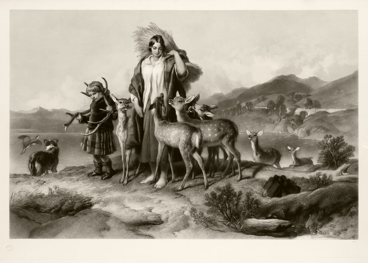 Metsänhoitajan perhe (mezzotint) tekijältä Thomas Lewis Atkinson