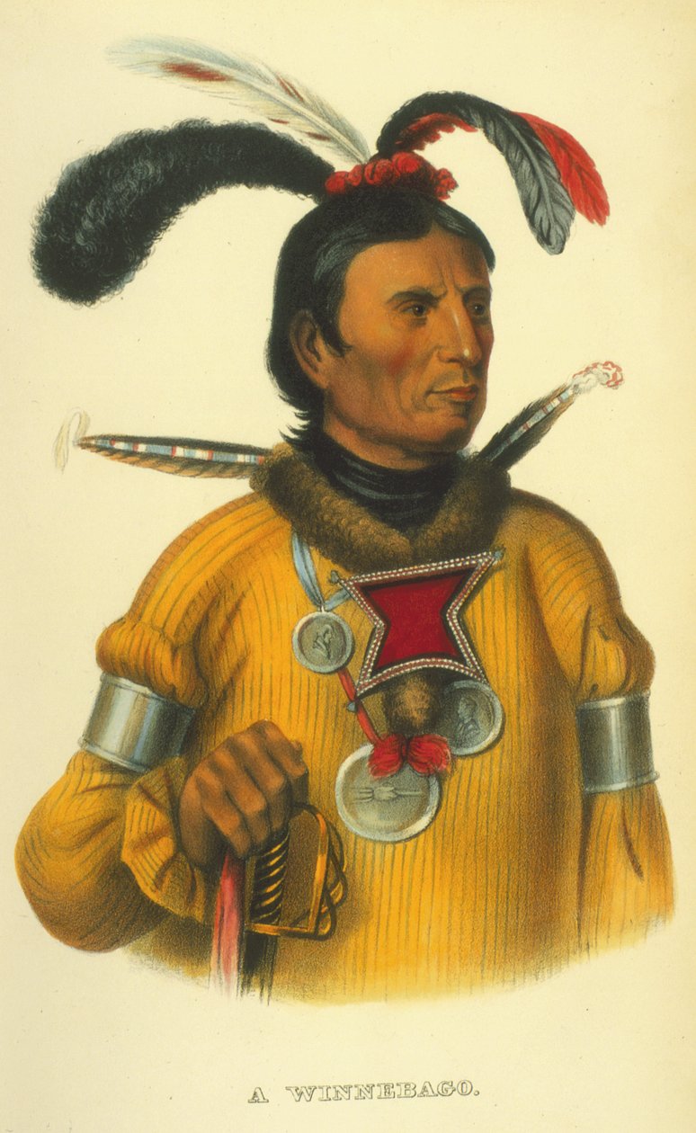 Winnebago, 1854 (käsinvärinen lito) tekijältä Thomas Loraine McKenney