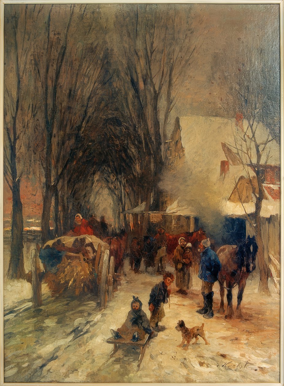Kylän katu talvella tekijältä Thomas Ludwig Herbst