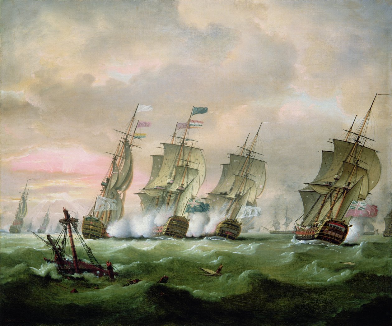 Amiraali Sir Edward Hawke voitti amiraali M. de Conflansin Biskajanlahdella tekijältä Thomas Luny
