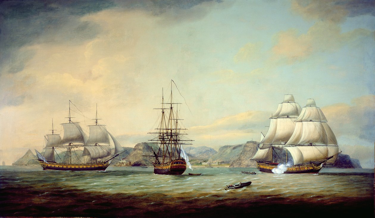 East Indianman Ceres St Helenan edustalla, 1788 tekijältä Thomas Luny
