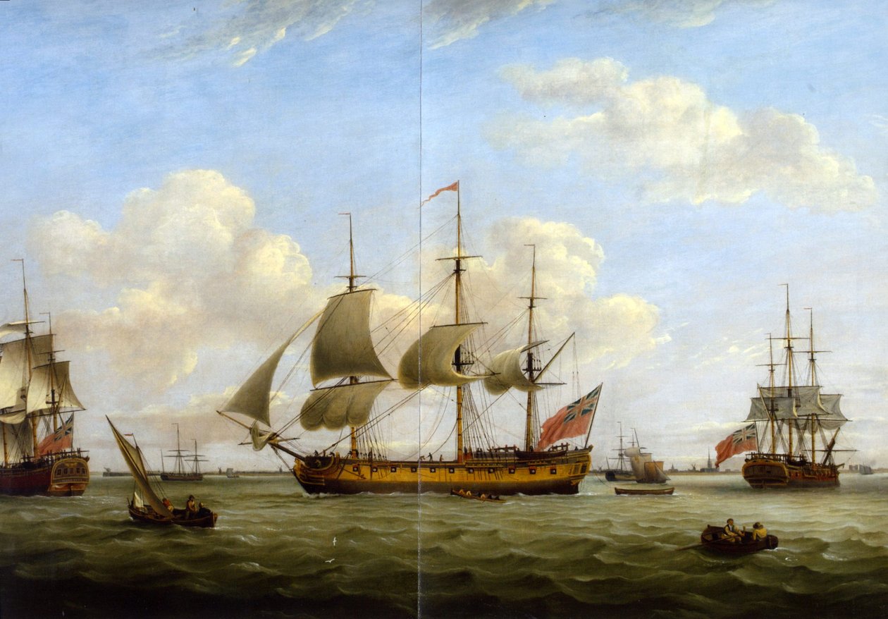 HMS Maria Anna-Earl of Chatham- Achilles-Thomas Luny - HMS Maria Anna-Earl of Chatham- Achilles-Thomas Luny tekijältä Thomas Luny