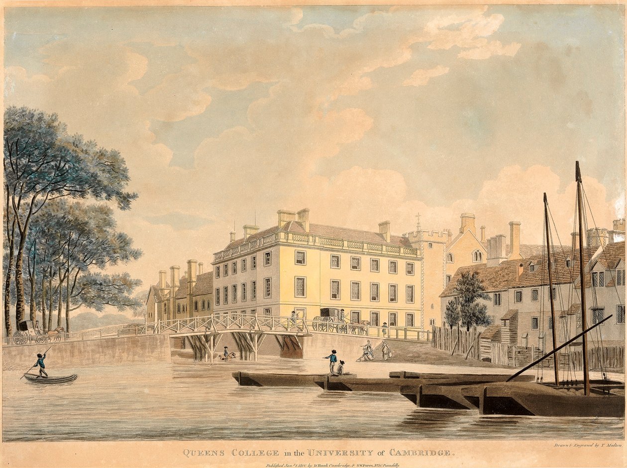 Queens College Cambridgen yliopistossa, pub 1800. tekijältä Thomas Malton