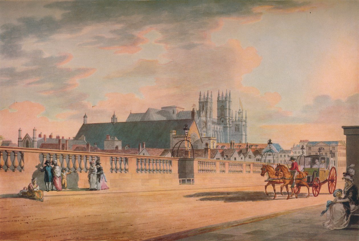 "Näkymä Westminster Bridgelle", 1792 tekijältä Thomas Malton II