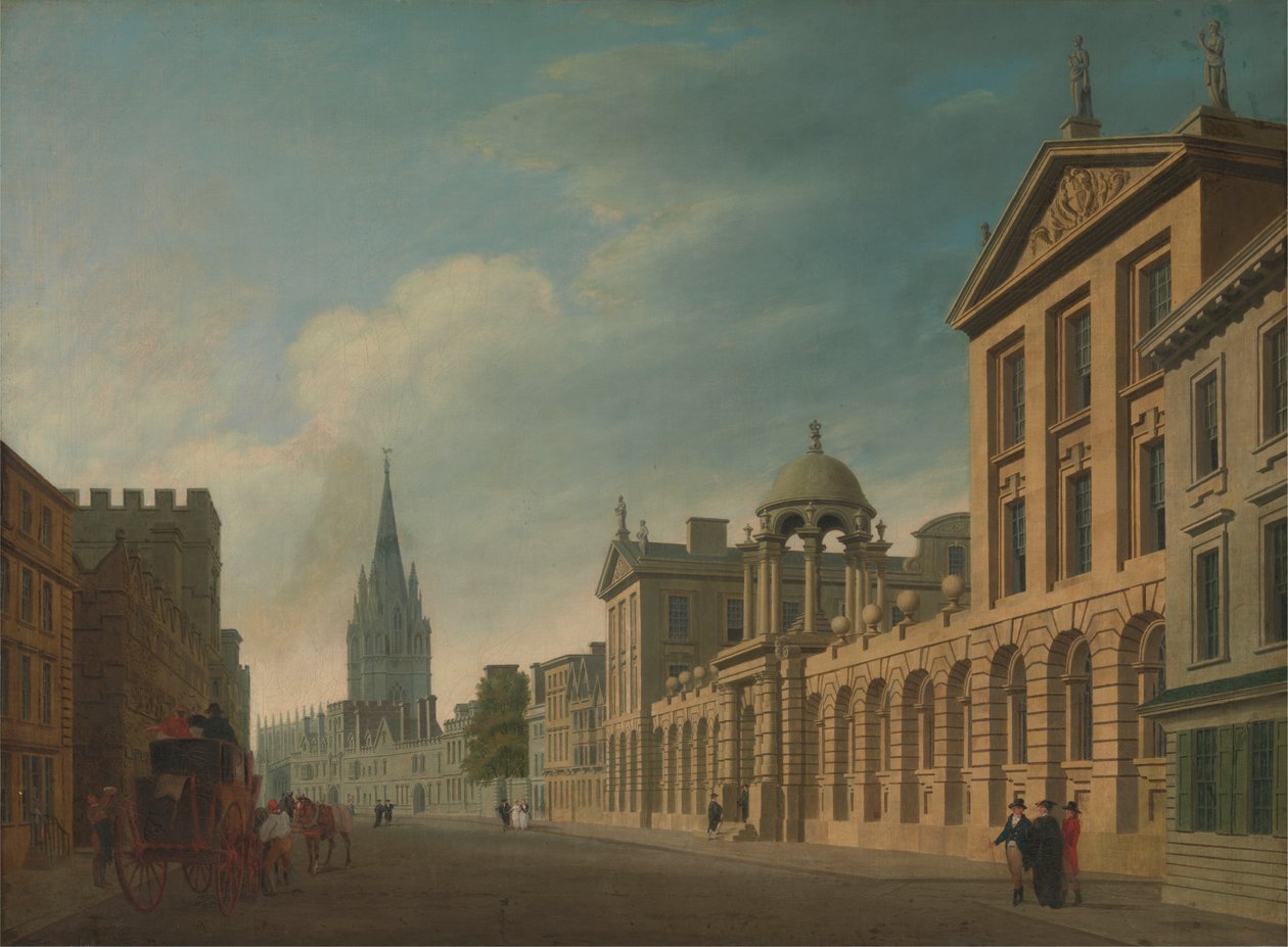 High Street, Oxford [1799, Royal Academy of Arts, Lontoo, näyttelyluettelo] tekijältä Thomas Malton the Younger