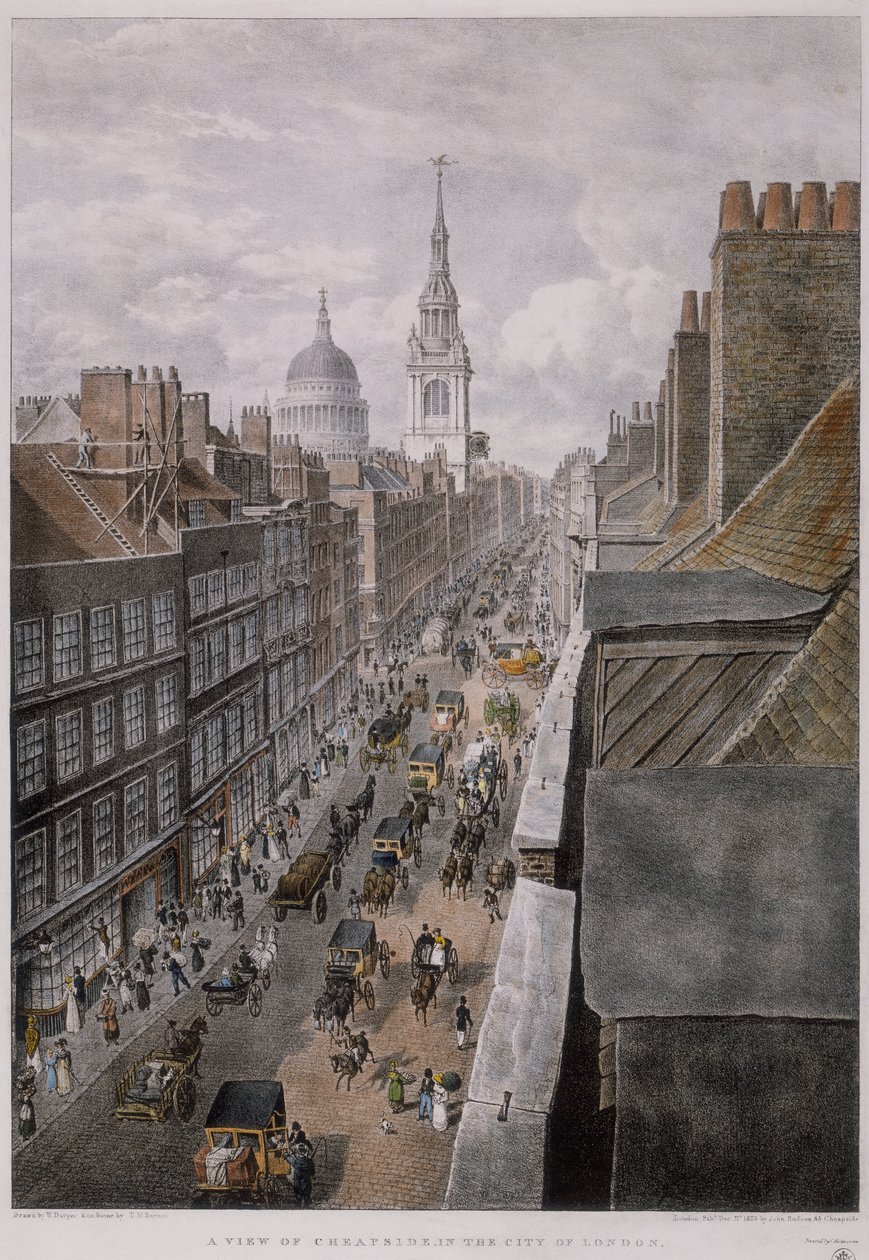Cheapside, Lontoo, 1823 tekijältä Thomas Mann Baynes